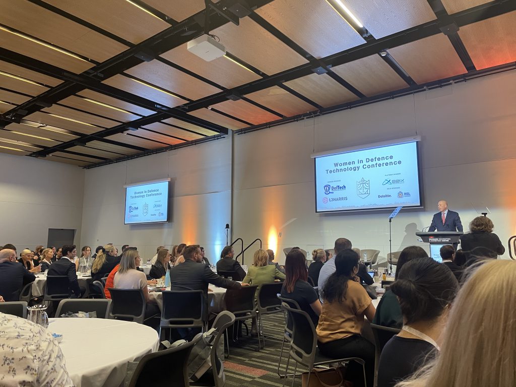 Peter Dutton addresses delegates at the Women in Defence Technology Conference 2022.